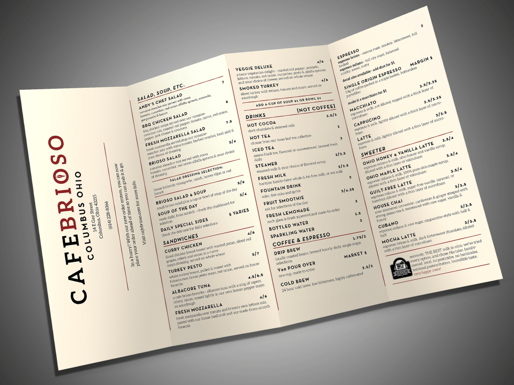 Table Menu Printing with 100lb Gloss Cardstock Print Mor