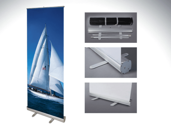 Details about   BRAND STAND 10085B RETRACTABLE BANNER STAND  33.5"W x 80"H ALUMINUM 