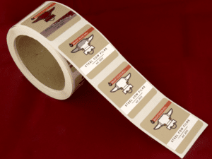 This example features our bright silver circle roll labels that can be customized to your liking. Find high-quality custom sticker label rolls at Print Mor.