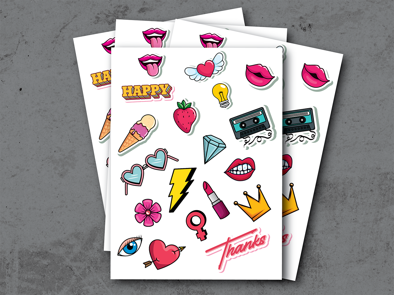 Sticker Sheets - Kiss cut and printed with your designs, finished as sheets.